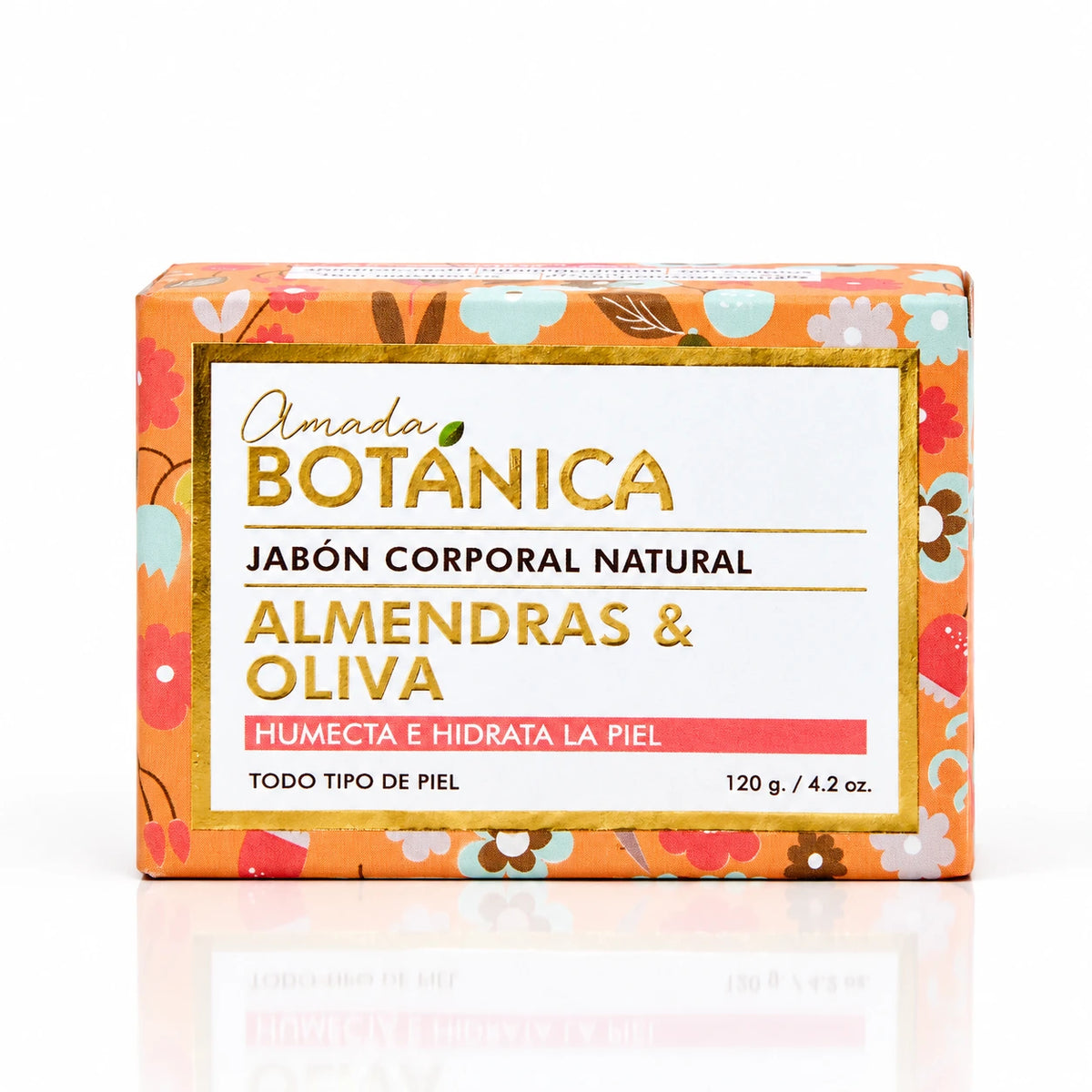 Caja del jabón corporal de Almendras & Oliva Amada Botánica que humecta e hidrata la piel, 120 g