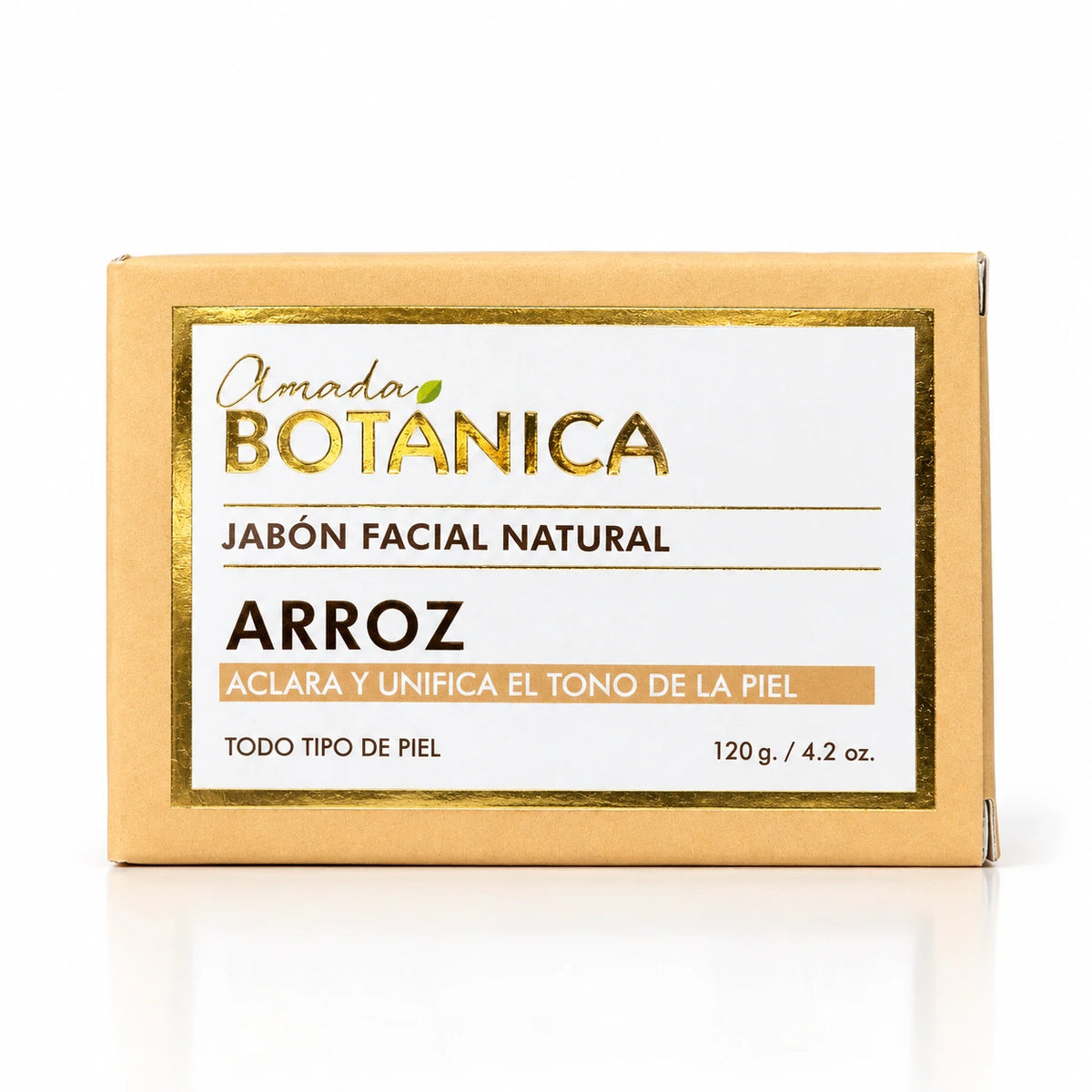 Caja del jabón facial de Arroz Amada Botánica que aclara y unifica el tono de la piel, 120 g