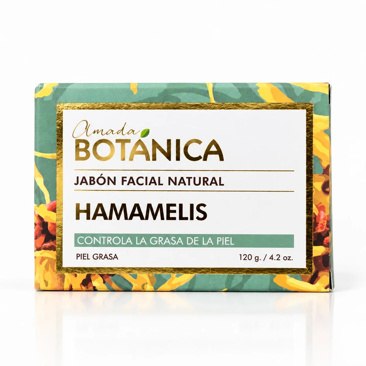 Caja del jabón facial de Hamamelis Amada Botánica que controla la grasa de la piel, 120 g